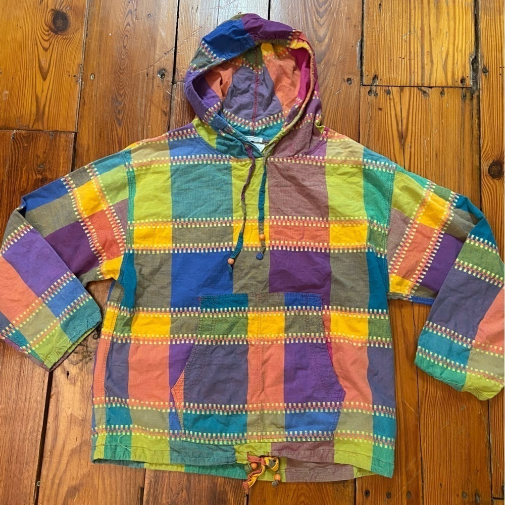 Angelique Imp Women’s Jacket Hoodie One Size Colorblock Patchwork 90s Vintage